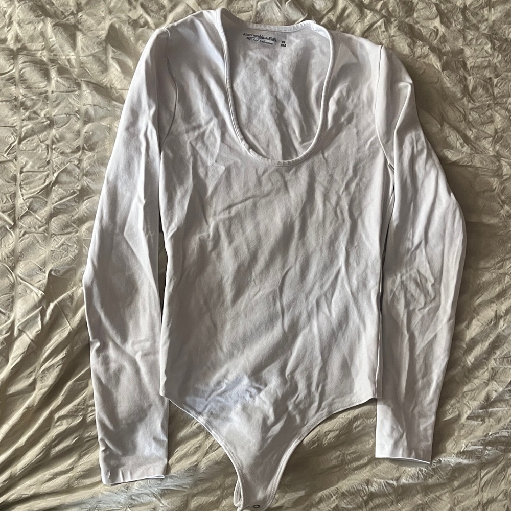 Abercrombie & Fitch White Long Sleeve Bodysuit